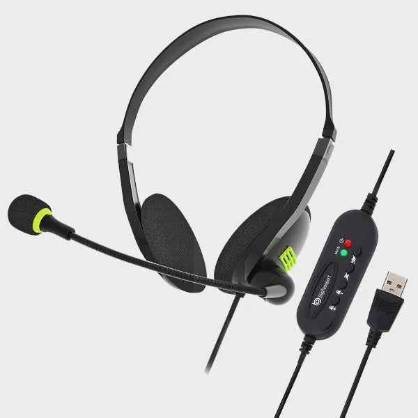 BigPassport USB Headphone with mic, Wired Computer Laptop Headset for Skype | Zoom Online Classes | Office & Call Centre | Model: Pro-Tech 440