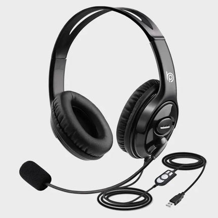 BigPassport USB Headphone with mic, Wired Computer Laptop Headset for Skype | Zoom Online Classes | Office & Call Centre | Model: Pro-Tech 493