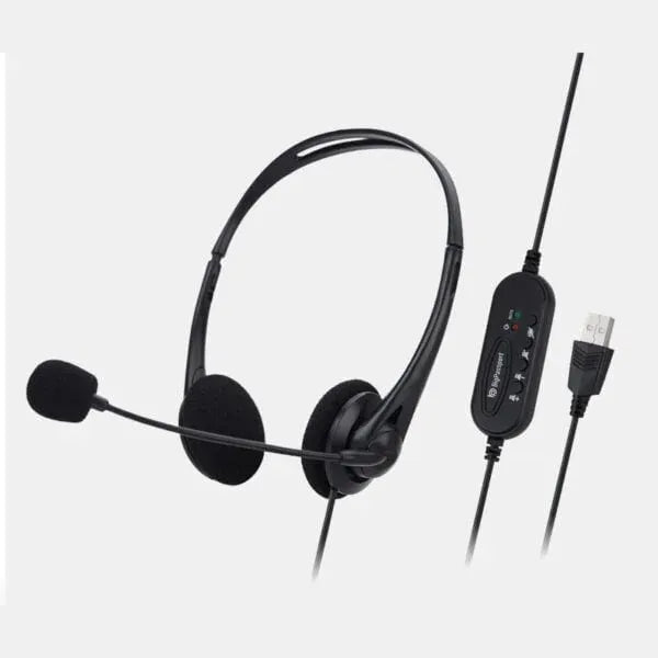 BigPassport USB Headphone with mic, Wired Computer Laptop Headset for Skype | Zoom Online Classes | Office & Call Centre | Model: Pro-Tech 491