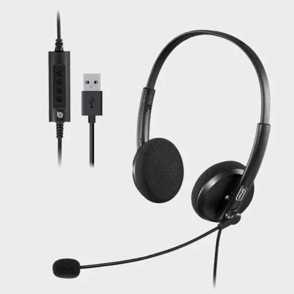 BigPassport USB Headphone with mic, Wired Computer Laptop Headset for Skype | Zoom Online Classes | Office & Call Centre